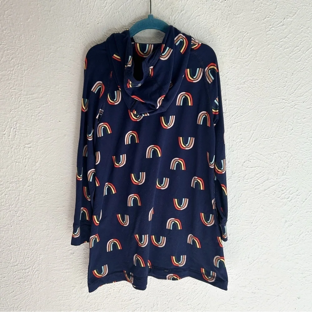 Hanna Andersson Sunblock UV Hoodie Dress Retro Rainbows Navy Sz 5